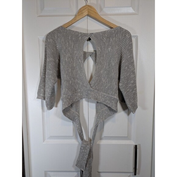 Express Women's Gray Open Crop Top Wrap Sweater - Size XS - Picture 1 of 7